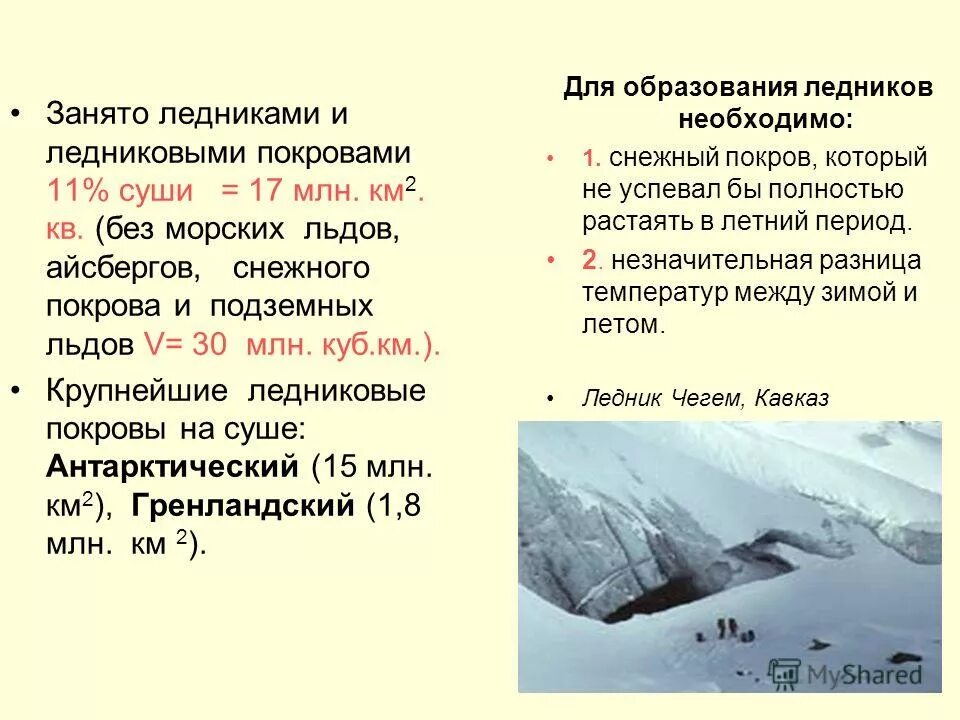 Понижение рельефа кавказских гор в каком направлении. Условия образования ледника. Классификация ледников.