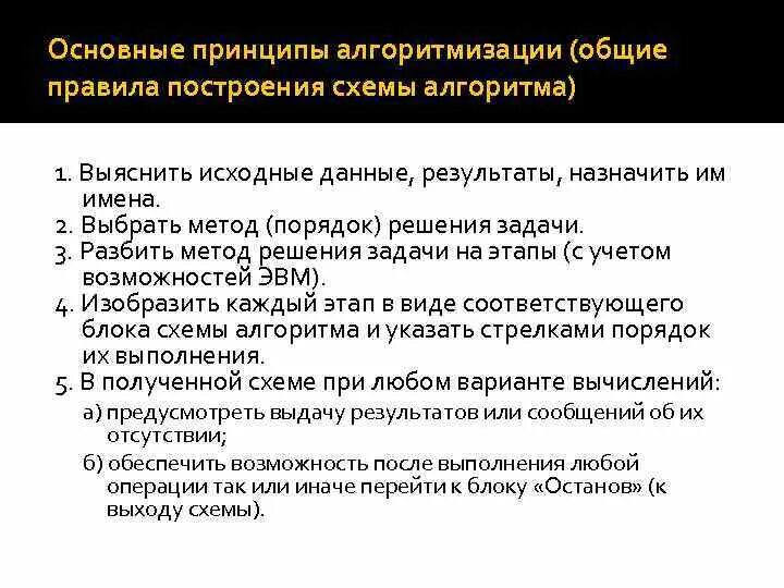 Общие принципы построения алгоритмов. Основные принципы алгоритмизации. Основы принципы алгоритмизации. Алгоритмизация и принципы программирования. Алгоритм построения урока