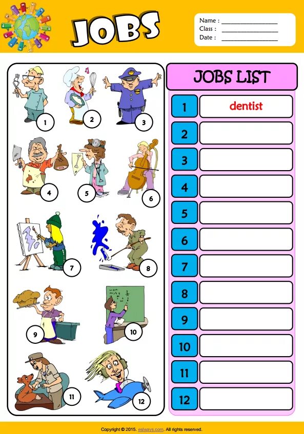 List of jobs. Профессии Worksheets. Профессии Worksheets for Kids. Jobs for Kids задания. Профессии на английском Worksheets.