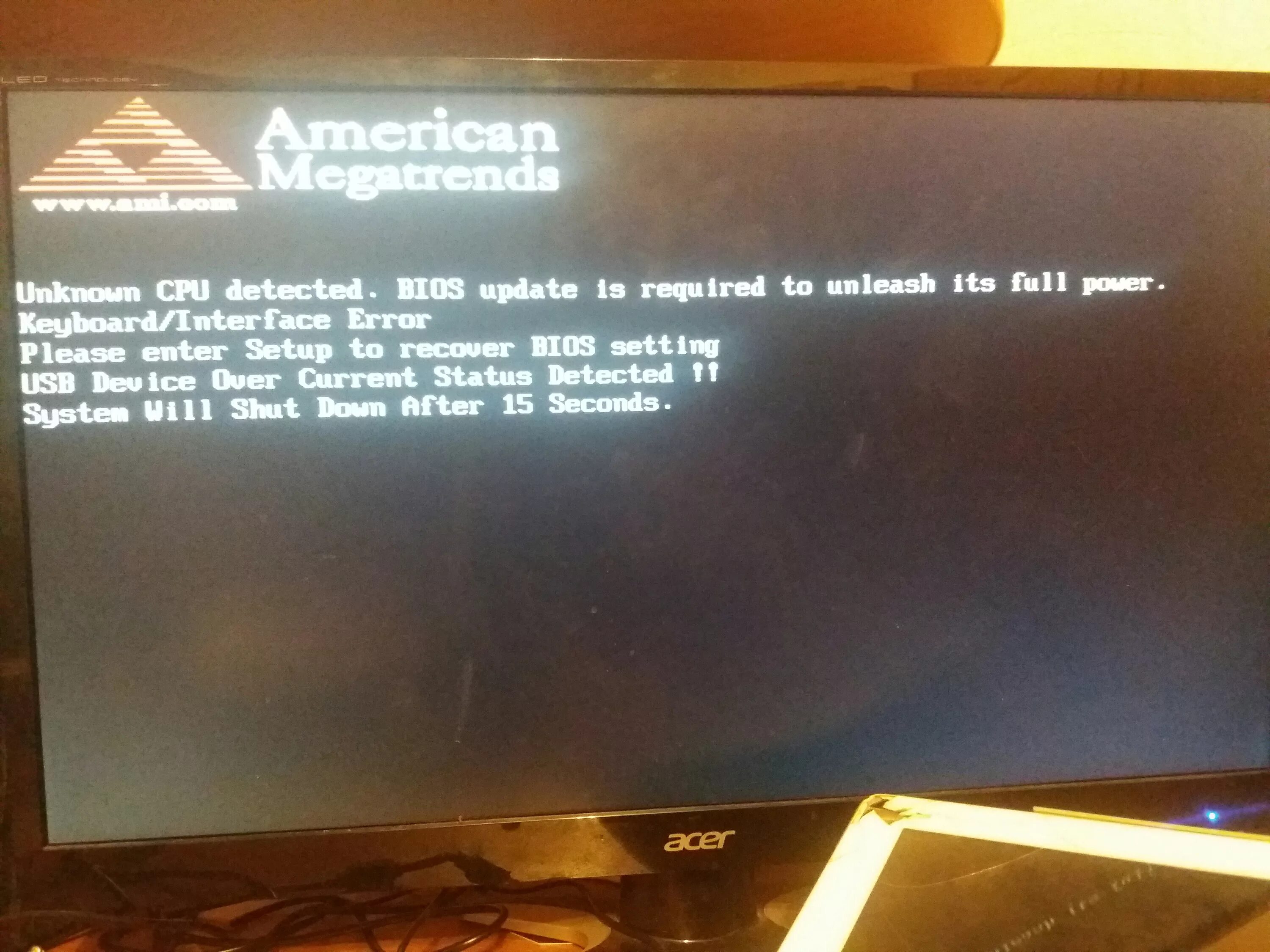 Usb device current status detected. USB device over current status detected. Please enter Setup to recover BIOS setting USB device over current status detected. Over current have been detected on your USB device. Please enter Setup to recover BIOS.