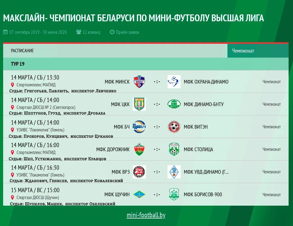 Турнирная чемпионат беларуси высшая лига