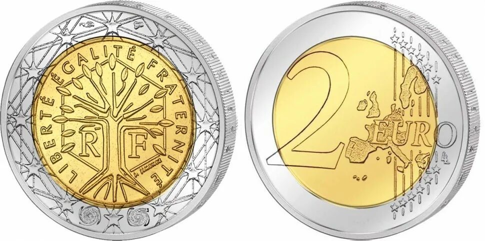 Сколько стоят монеты евро. Монета 2 евро Франция. 2 Евро Франция 2000. 2 Евро 2001 года — Франция. Монета 2 евро 2000 год Франция.