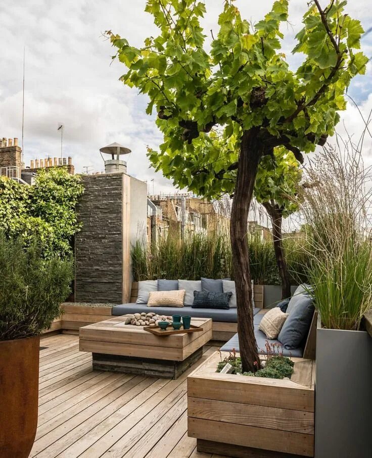 Ландшафтный дизайн террасы فضای سبز. باغ و نما ساختمان on Instagram: "Landscaping Ideas Roof garden ایده ها