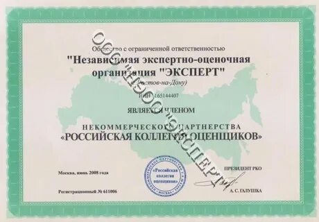 Экспертами саморегулируемой организации оценщиков