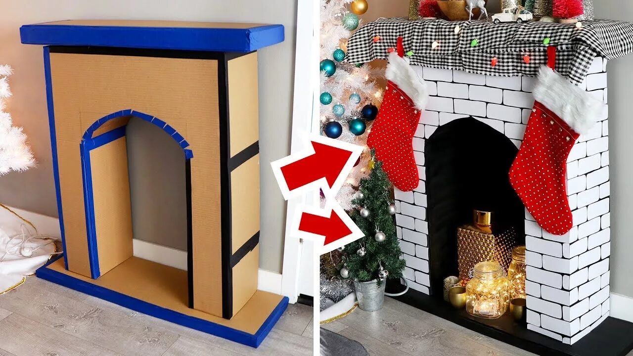 Chimenea de madera... Cheminée en carton, Idee deco noel, Décoration noel fait m