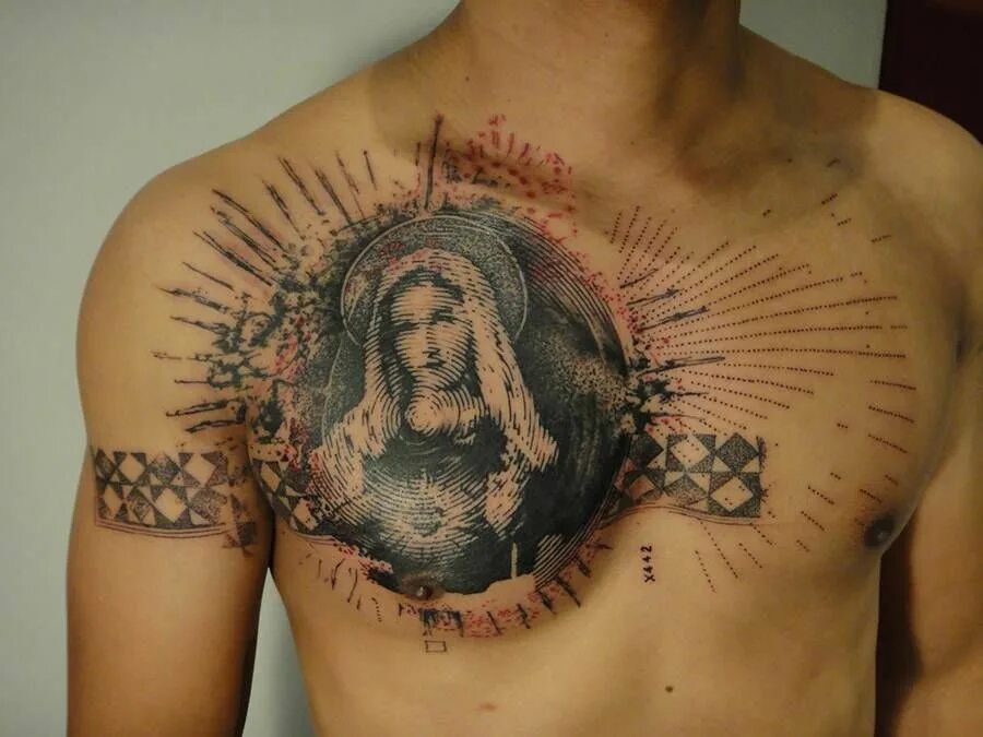 From Manila to Virginia - Black and Grey Tattoo Big Tattoo Planet Jesus tattoo, 