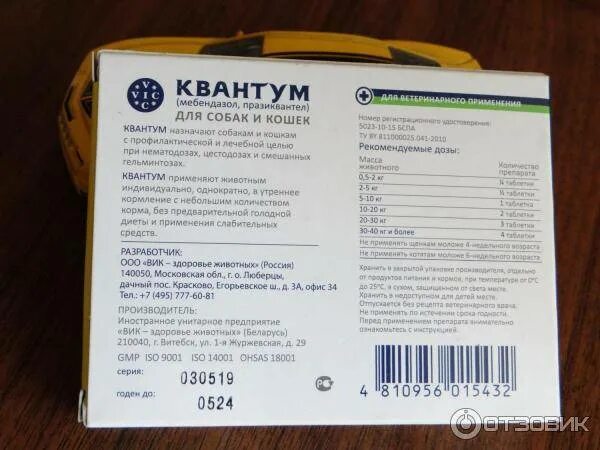 Дозировка квантум для кошек