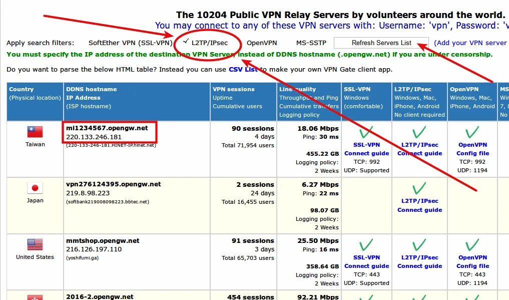 Vpngate net. Список адреса серверов vpn. Vpn gate сервера. Таблица vpn серверов. Vpn gate таблица.