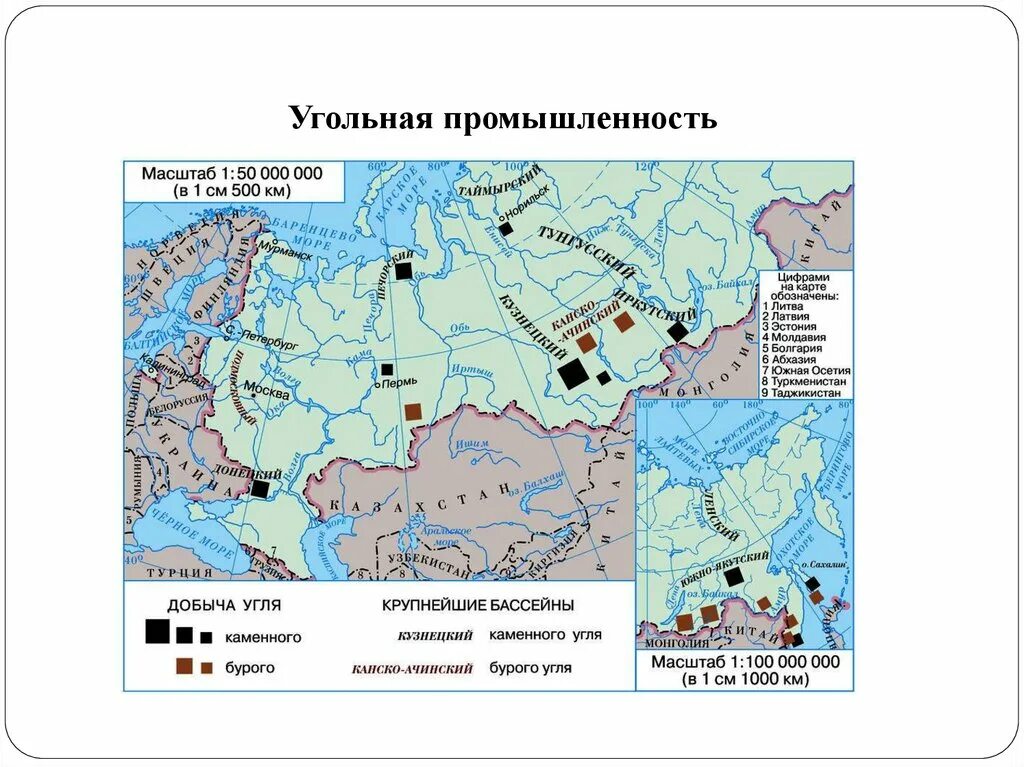 Топливно-энергетический комплекс России: угольная промышленность. Бассейны добычи угля в России на карте. Карта промышленности в России угль. ТЭК И угольная промышленность бассейны России.