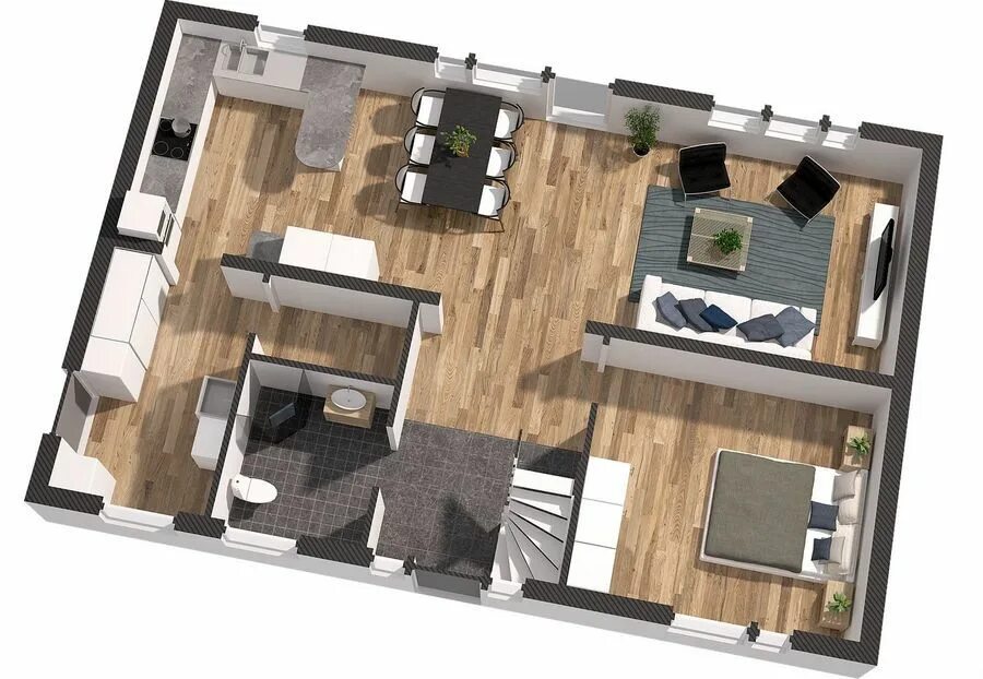 Майя - одноэтажный каркасный дом на четыре спальни 9х16 House plans, House const