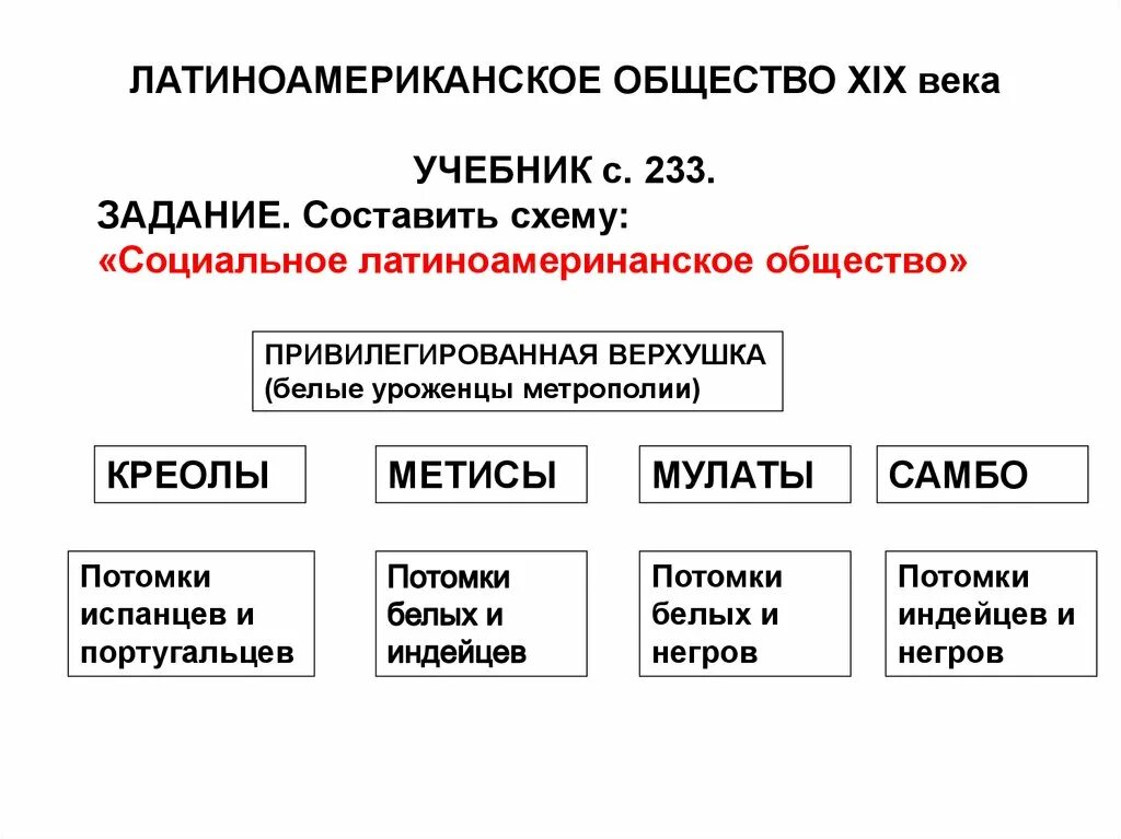 Привилегированные группы общества. Социальная структура Латинской Америки. Социальная структура латиноамериканского общества. Латиноамериканское общество 19 века таблица. Латинская Америка: структура общества в 19.