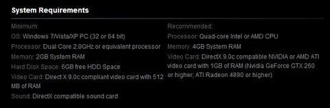 Minimum system requirements