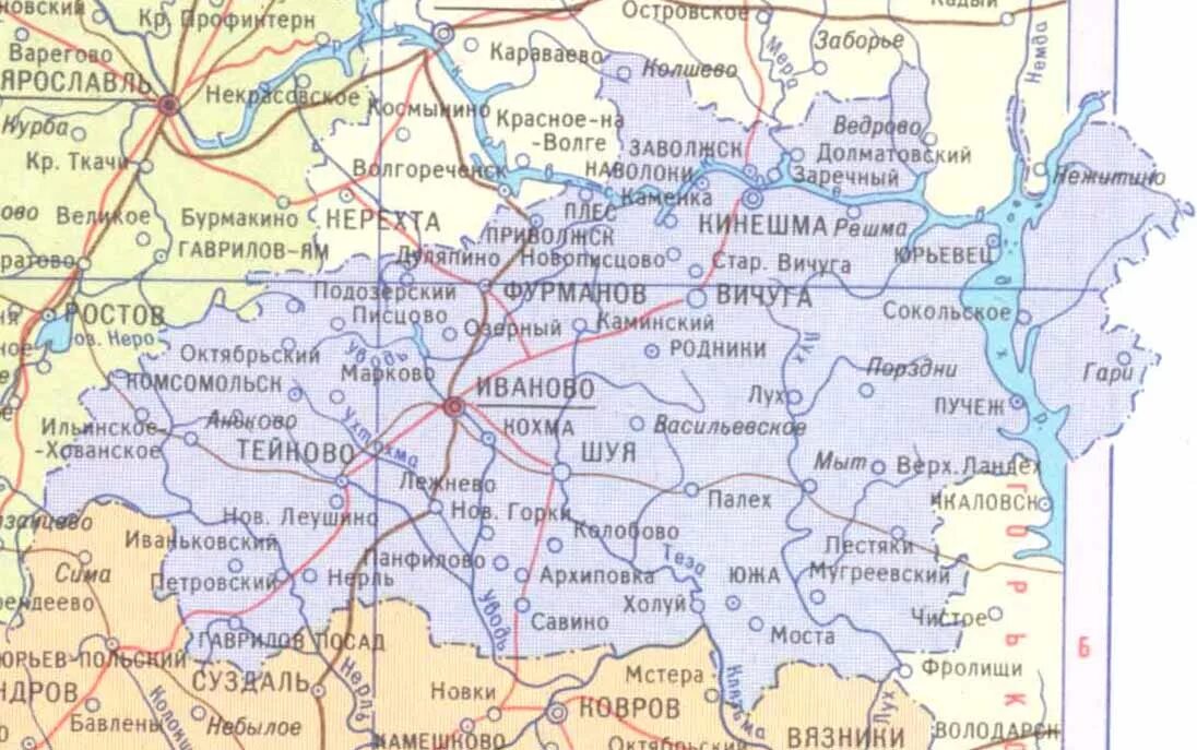 Иванов местоположение. Карта Ивановской области с районами. Карта Ивановской области подробная с деревнями. Карта Ивановской области с деревнями. Ивановская область карта области.