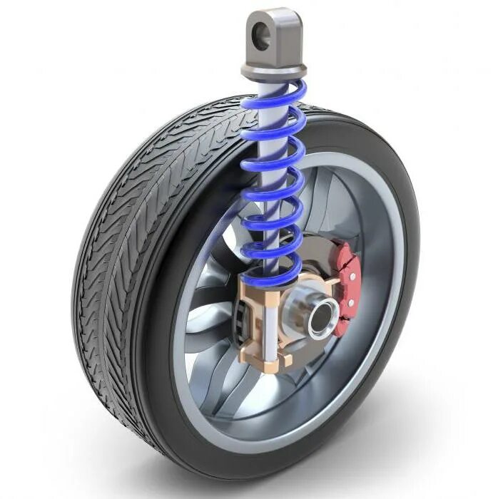 Подвеска колес. Зависимая пятирычажная задняя подвеска. Подвеска колес. Подвеска колес. Детали подвески автомобиля.