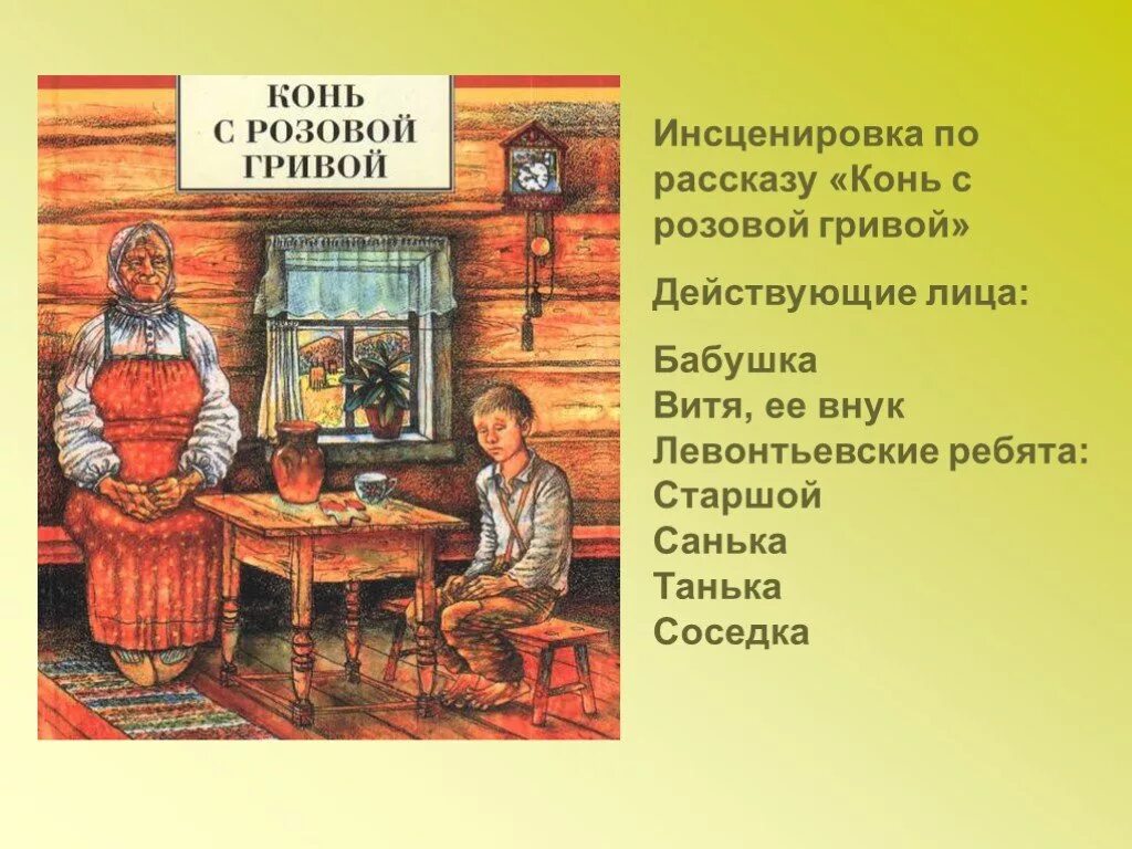 Главные герои произведения конь с розовой. В П Астафьев конь с розовой гривой. Астафьев конь с розовой гривой Витя. Катерина Петровна конь с розовой гривой.