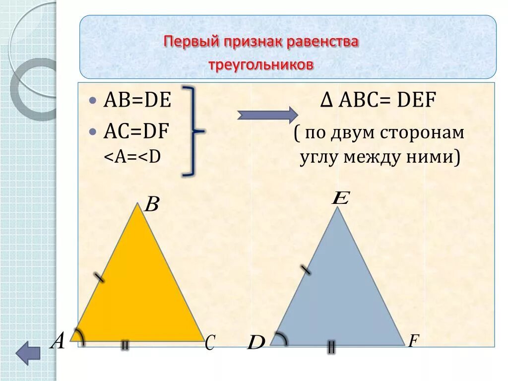 1 признак что будет. 1ый признак равенства треугольников. 1 Признак равенства треугольников. Треугольник первый признак равенства треугольников. 1 Признак равернсатвтриугольников.