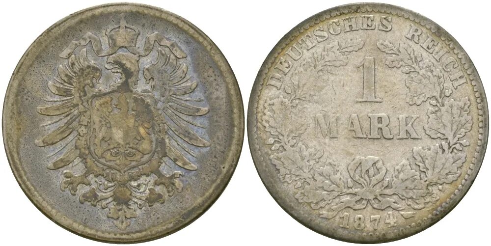 1 Марка 1876 год монета Германия. Фенинги 1875 года Германии. D1876.