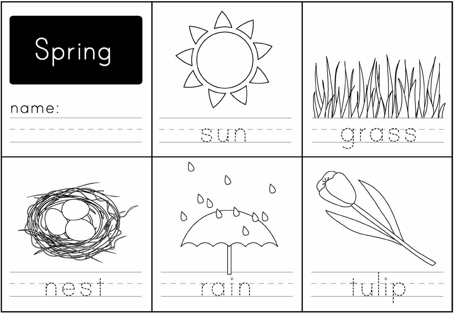 Spring worksheets for kids