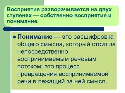 Процесс восприятия и понимания речи