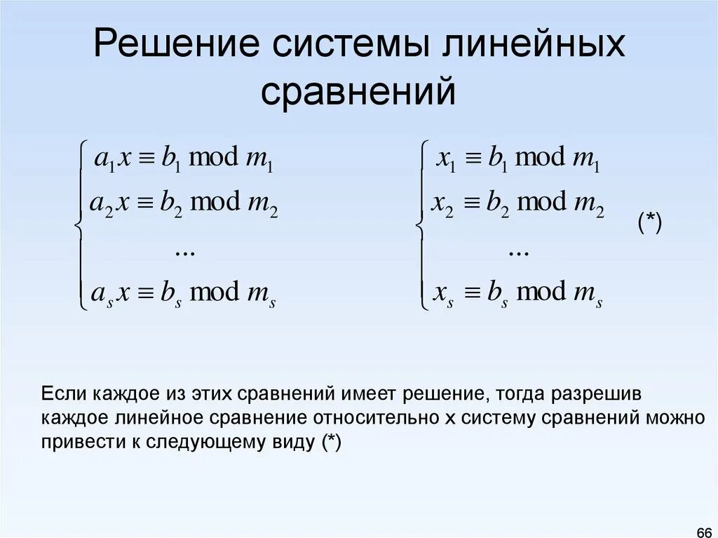 System comparison. Решение линейных сравнений. Решить систему линейных сравнений.. Алгоритм решения линейного сравнения. Решение системы сравнений.