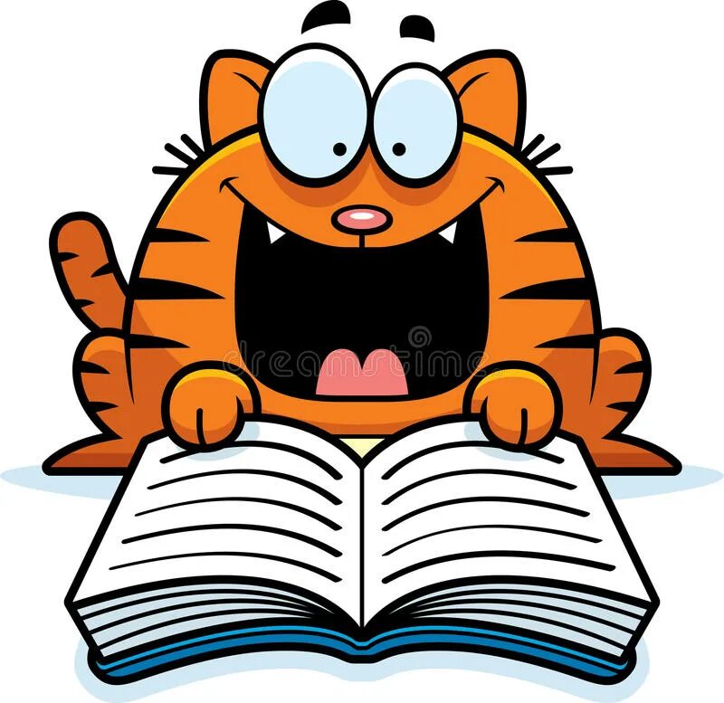 Cartoon cat reader