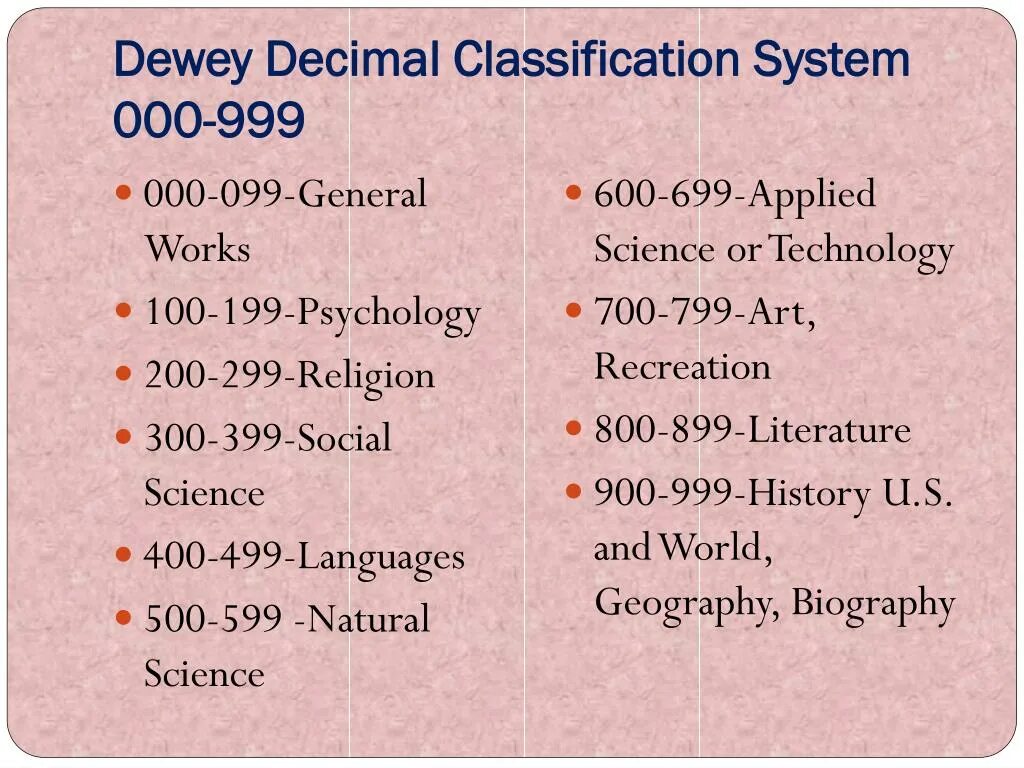 Classification system