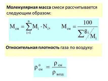 Определите молярную массу газовой смеси
