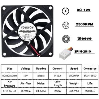 80MM 5V USB 80x80x10mm 8cm 5V 12V 24V 8010 2PIN 3PIN Brushless DC Cooling C...