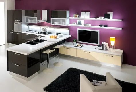 Дизайн гостиной с кухонным гарнитуром