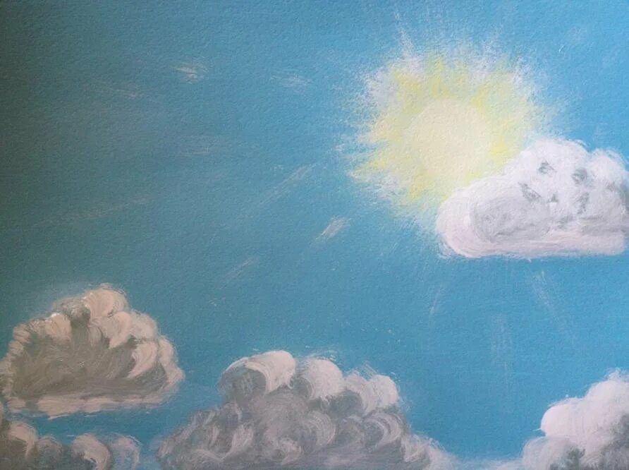 Изо 2 класс небо. Облака рисунок. Небо рисунок. Облака гуашью. Нарисованное небо.