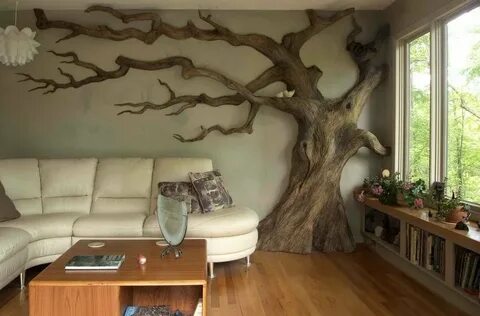 Дерево на стенах в интерьере