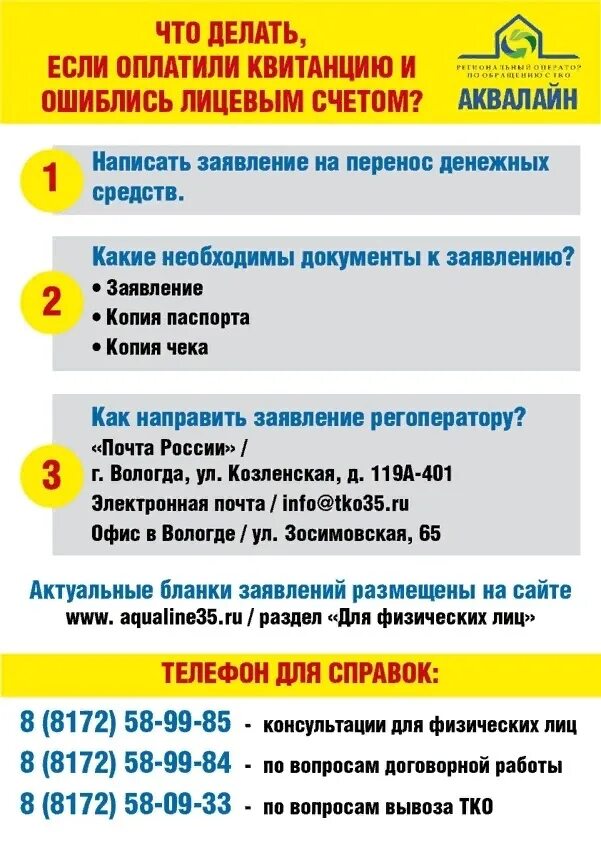 Телефон бухгалтерии вологда. Аквалайн бланки заявлений. Аквалайн Вологда начальник. Региональный оператор Аквалайн. Зосимовская 22 Вологда Аквалайн.