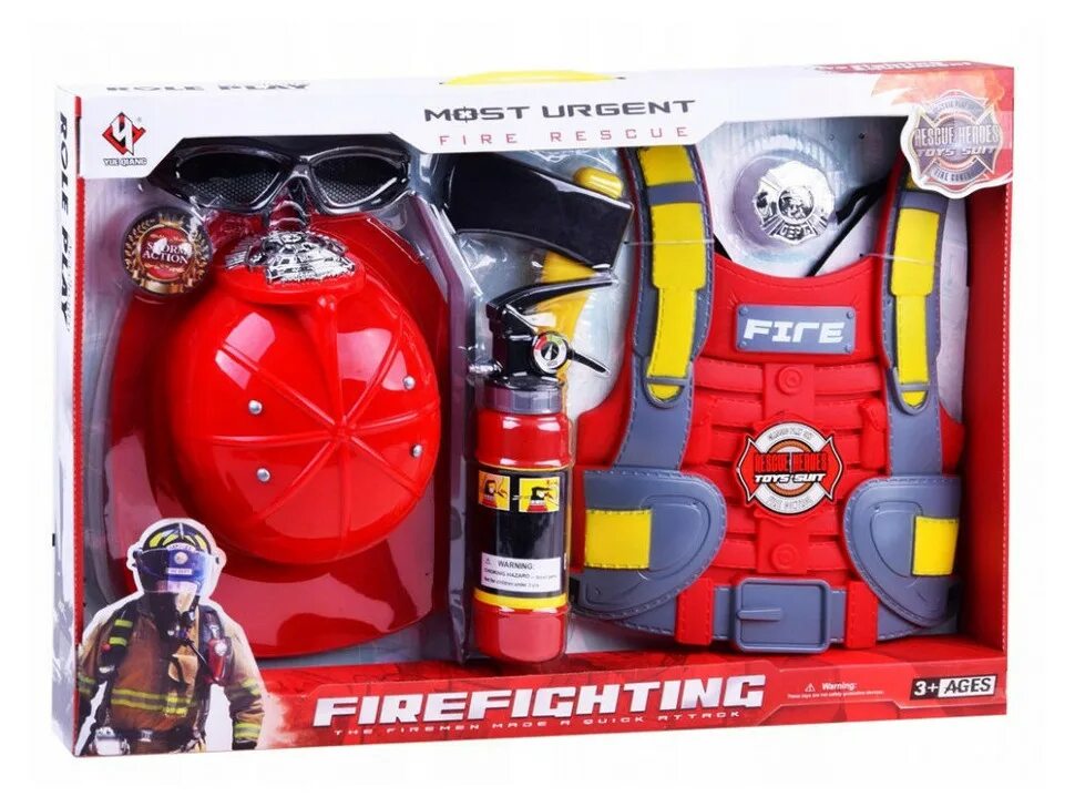Купить пожарный комплект. Набор пожарного. Набор пожарного детский. Пожарный набор для мальчика. Игрушечный набор пожарного.