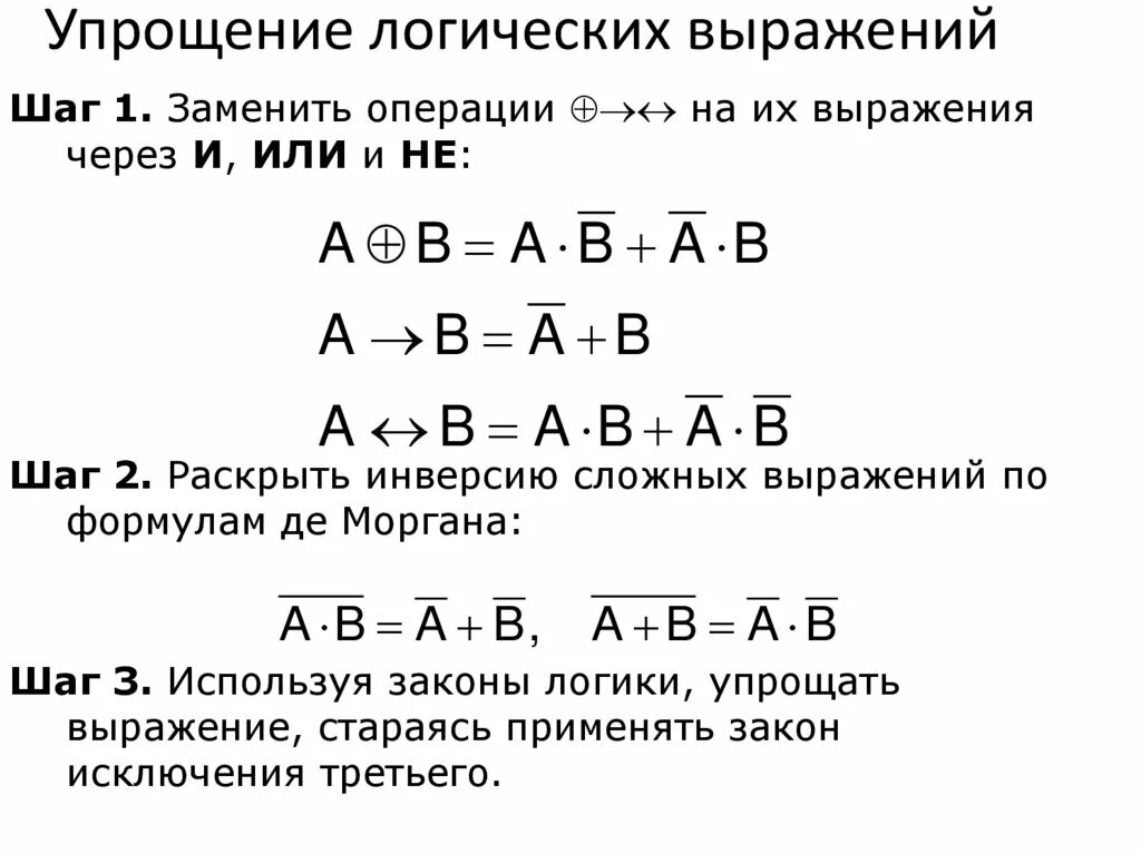 Алгебра логики импликация формула. Алгебра логики формулы упрощения. Алгебра логики Информатика упрощение выражений. Законы преобразования в логике.