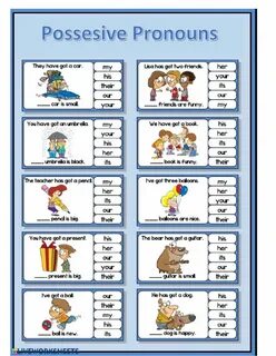 Possessive Pronouns online pdf worksheet Aulas De Inglês Para Crianças, Ing...