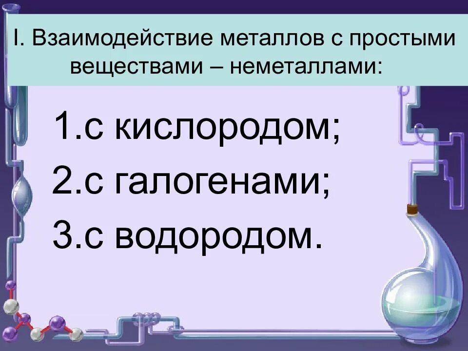 Характеристика металлов 9 класс презентация. Взаимодействие металлов с простыми веществами неметаллами. Взаимодействие водорода с неметаллами. Взаимодействие простых веществ с кислородом. Взаимодействие галогенов с неметаллами.