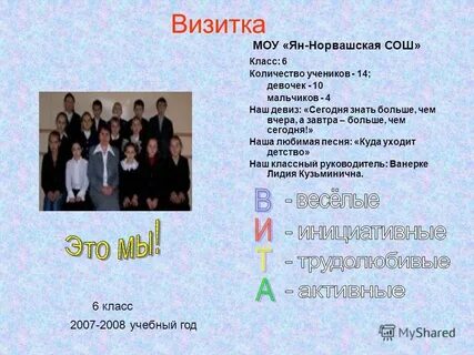 Презентация класса в школе визитка класса