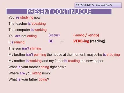 He to sleep now present continuous