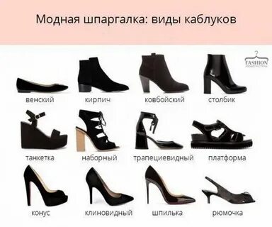 Виды женских туфель на каблуке