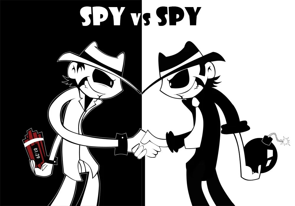 Включи против черного. Шпион против шпиона комикс. Мультяшные шпионы. Spy vs Spy арты. Spy vs. Spy (1984).