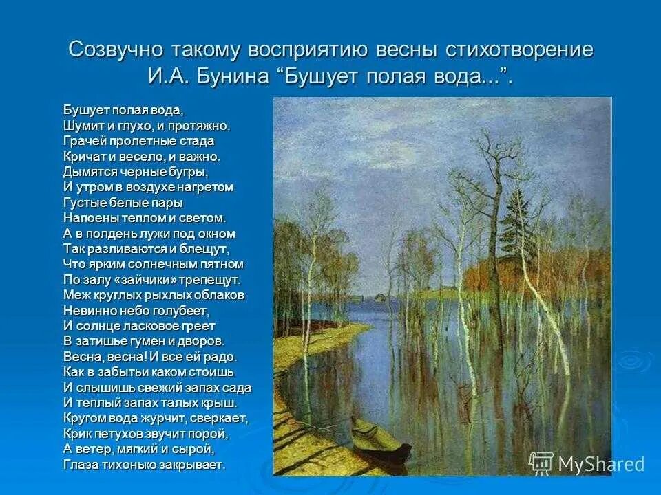 Бунин бушует полая вода. Произведение о весне. Стихи о весне с автором. Стихи Бунина о весне.