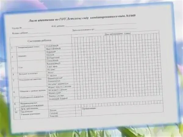 Карта адаптации в детском саду