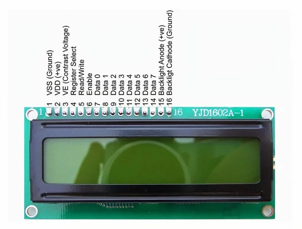 Lcd описание. 1602 lcd ошибка верхний ряд белый.