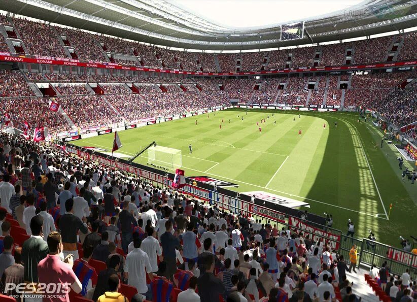 Pro Evolution Soccer 2015. Стадион игра. Игра в футбол на стадионе. Фото с стадиона игры по футболу.