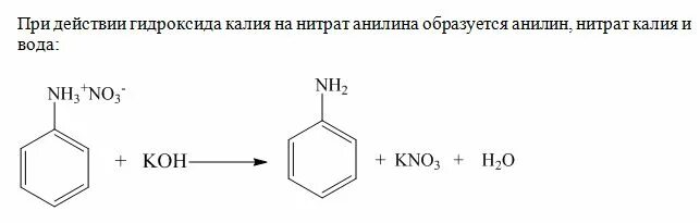 Анилин взаимодействует с гидроксидом калия