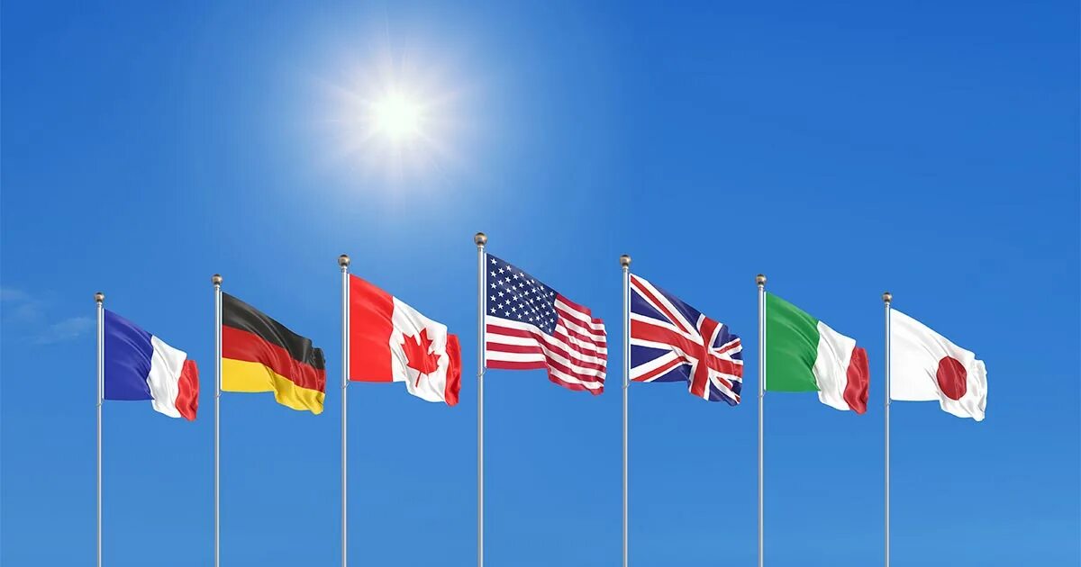 Флаг 7 букв. G7 флаги. флаги большой 7.