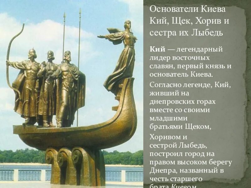 Легендарный основатель киева. Памятник основателям киева: кий, щек, хорив и лыбидь. Кий щек хорив и лыбедь памятник в киеве. Кий щек хорив и лыбедь памятник в киеве. Кий хорив щек и лыбидь памятник.