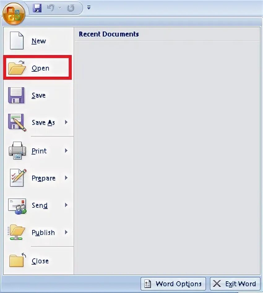 Open word file. Open word file