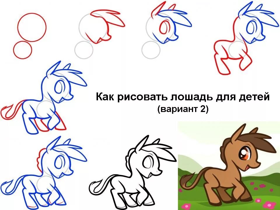 Как нарисовать нужную картинку. Как рисовать лошадь. Поэтапное рисование лошади для детей. Пони рисунок для детей лёгкий. Как нарисовать лошадку для детей.