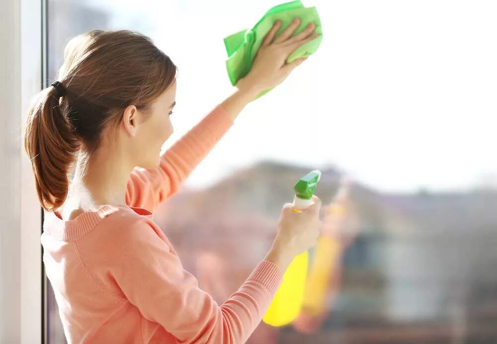 The windows are being cleaned